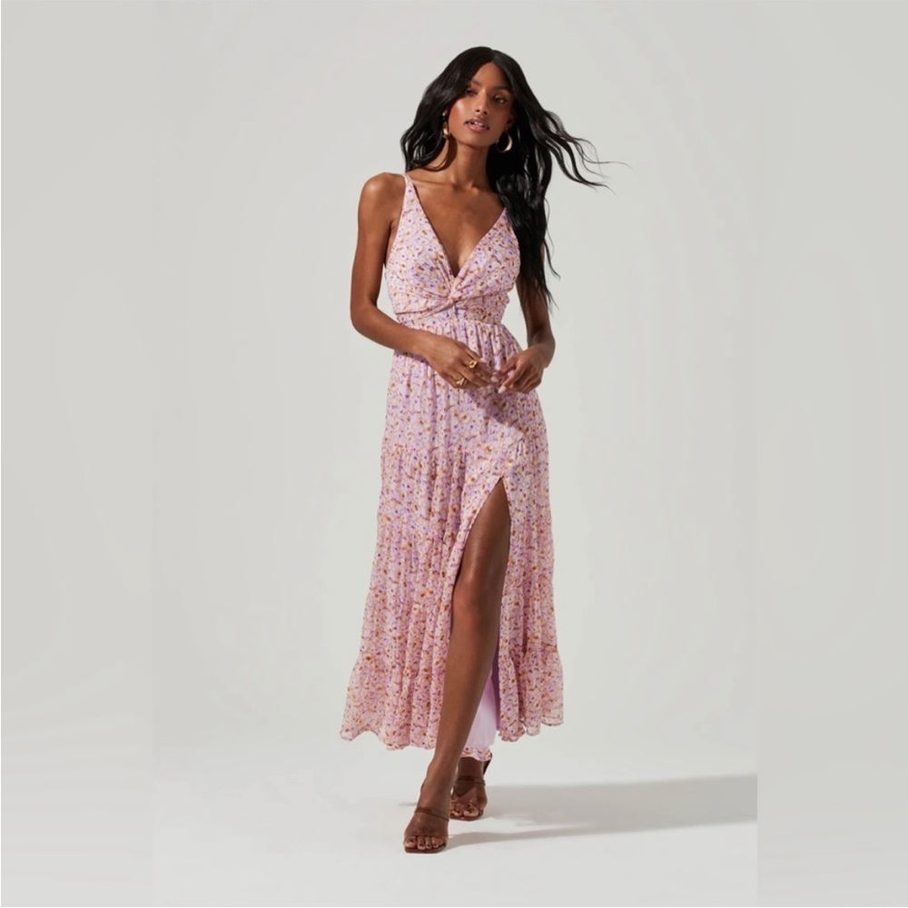 Astr the Label Elsa Floral Front Slit Maxi Dress Size M